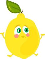 Sad yellow lemon, illustration, vector on white background.