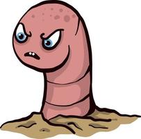 Angry worm, illustration, vector on white background