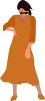 Girl in orange, illustration, vector on white background.