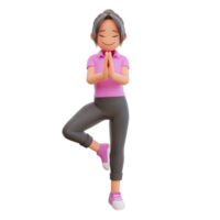 Cute girl yoga pose 3d cartoon illustration png