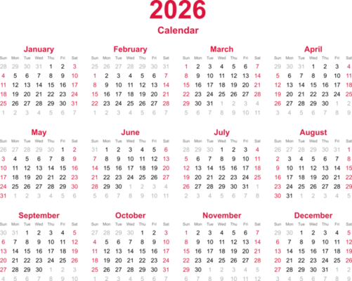 Monthly Calendar PNGs for Free Download