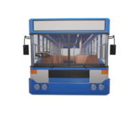 3D render thailand city bus blue white yellow color. front view png illustration