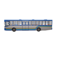 3D render thailand city bus blue white yellow color png illustration