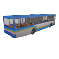 3D render thailand city bus blue white yellow color. right side and focus on rear to front composition view. opposite the door side png illustration