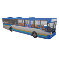 renderizado en 3d autobús urbano de tailandia color azul blanco amarillo. lado derecho y enfóquese en la vista de composición de adelante hacia atrás. opuesto al lado de la puerta ilustración png