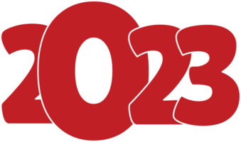 rood 2023 gelukkig nieuw jaar numeriek met wit contour. aantal logo tekst ontwerp png