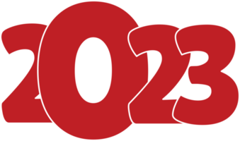 Red 2023 Happy New Year Numeric with White Contour. Number Logo Text Desing png