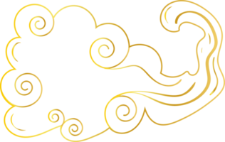Cinese nube. tradizionale d'oro pendenza silhouette design elemento png