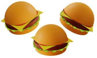 colección de dibujos animados de hamburguesas en 3d