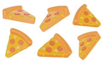 pizza de dibujos animados en 3d, representación 3d