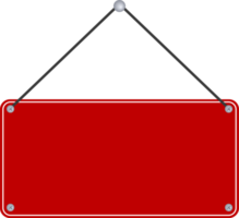 plaque de signalisation rouge vierge accrochée sur fond transparent. png