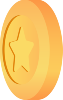 ilustração de moeda estrela 3d de ouro. png