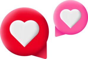 3D Like icon with red and pink colors. 3D social media like heart icon design. png
