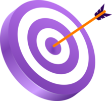 Archery target with arrow in 3d illustration. png
