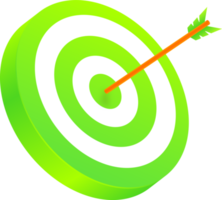 Archery target with arrow in 3d illustration. png