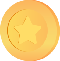 ilustración de moneda de estrella 3d de oro. png