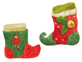 Christmas stockings, watercolor illustration png