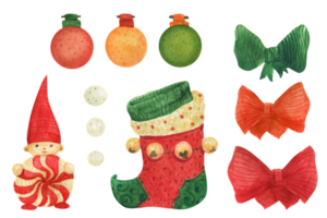 Christmas baubles, watercolor illustration png