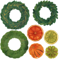 Set of elements for decorative christmas wreath png