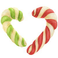 Candy canes, watercolor illustration png