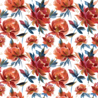 Cintz seamless pattern with blue and orange folk roses png