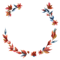 couronne de roses bleu et orange dans la tendance folk cottege png