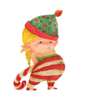 Christmas elf story, elf girl with candy cane png