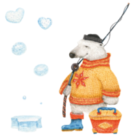 Polar bear goes fishing png