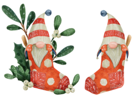 gnomos de natal em um boné listrado em meia png