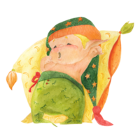 Christmas elf story, elf-baby go to sleep png