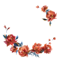 couronne de roses bleu et orange dans la tendance folk cottege png