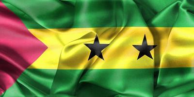 3D-Illustration of a Sao Tome and Principe flag - realistic waving fabric flag photo