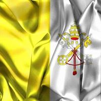 Ilustración 3d de una bandera de la ciudad del vaticano - bandera de tela ondeante realista foto
