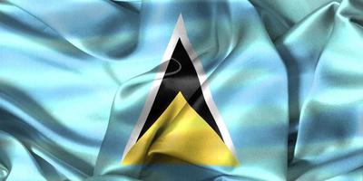 3D-Illustration of a Saint Lucia flag - realistic waving fabric flag photo