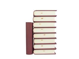 isolated stack of hardcover books on white background photo
