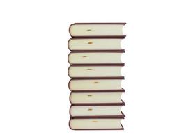 isolated stack of hardcover books on white background photo