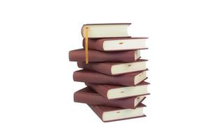 isolated stack of hardcover books on white background photo