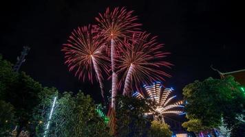 fireworks ceremony in the temple, Thailand photo