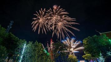 fireworks ceremony in the temple, Thailand photo