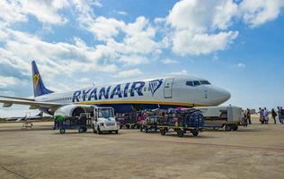 Mallorca Balearic Islands Spain 2018 Aircraft stand after landing before takeoff at airport Mallorca Spain. photo