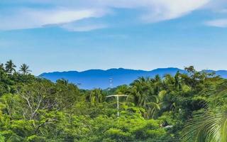 Beautiful nature with palm trees and mountains Puerto Escondido Mexico. photo