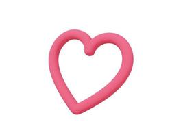 Toy heart. Red mono color. Symbol of love. On a white solid background. Bottom view. 3d rendering. photo