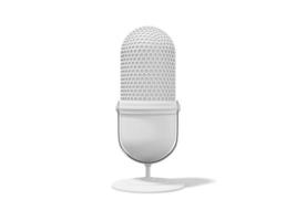 Modern Microphone. Minimalist cartoon. White icon on white background. 3D rendering. photo