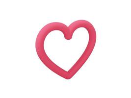 Toy heart. Red single color. Symbol of love. On a white monochrome background. View left side. 3d rendering. photo