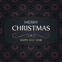 plantilla de feliz navidad para tarjeta de felicitación de diseño imprimible en color gris con patrones de invierno. cartel de cocina vectorial feliz año nuevo y adorno rojo. vector