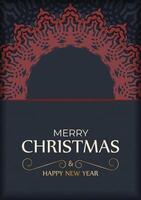 Merry Christmas Template for printable design greeting card in gray color with red patterns. Cooking poster Happy new year and winter ornament. vector