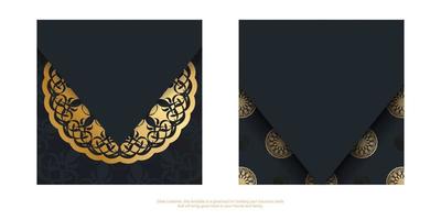 Black postcard with abstract brown ornament for your congratulations. vector