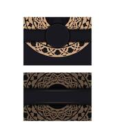 Black color brochure with brown abstract pattern vector