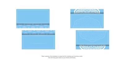 Four blue and white squares with a pattern vector