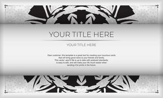 White banner with ornaments and place for your logo. Template for postcard print design with Greek patterns. vector
